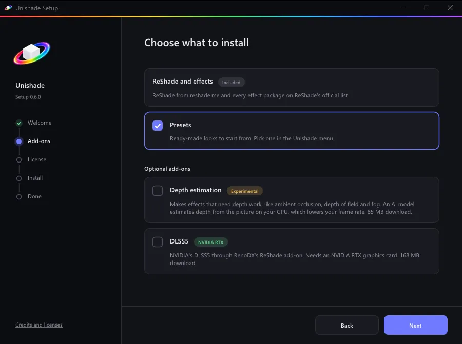 Choosing add-ons