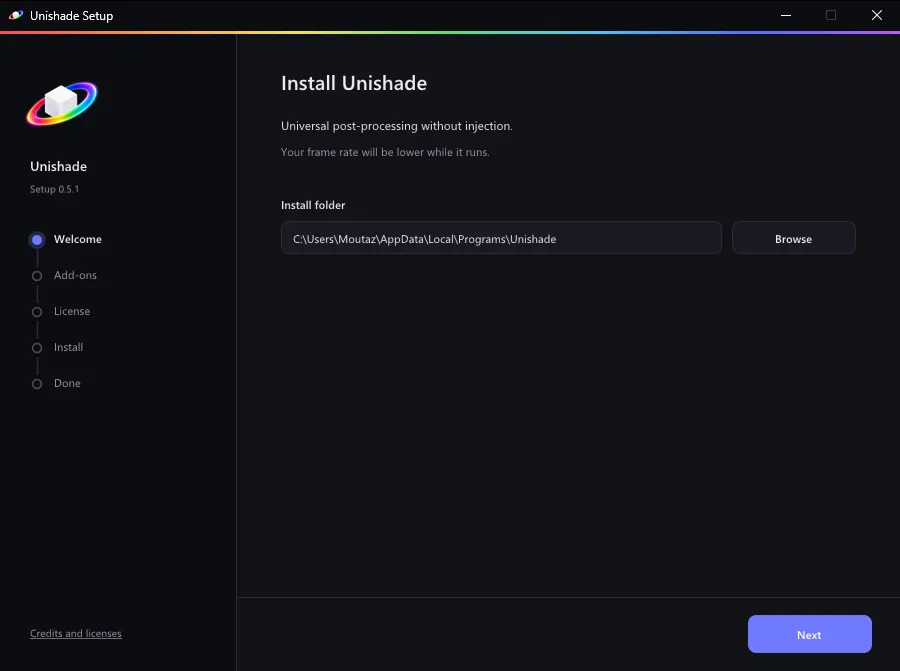 Setup’s first page